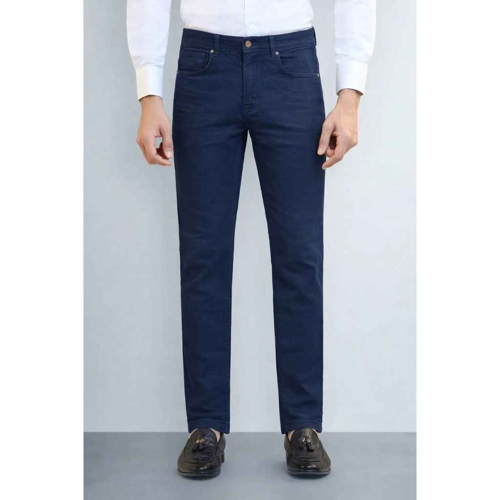 Navy Blue Straight Fit Cotton Chino Pant (A-3805)
