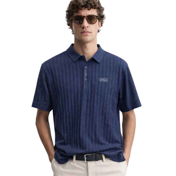 Navy Blue Imported Lacra Jacquard Polo (A-3120)