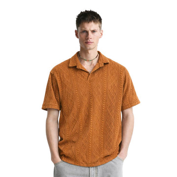 Old Money Style Self Texture Cuban Collar Polo (A-3810)