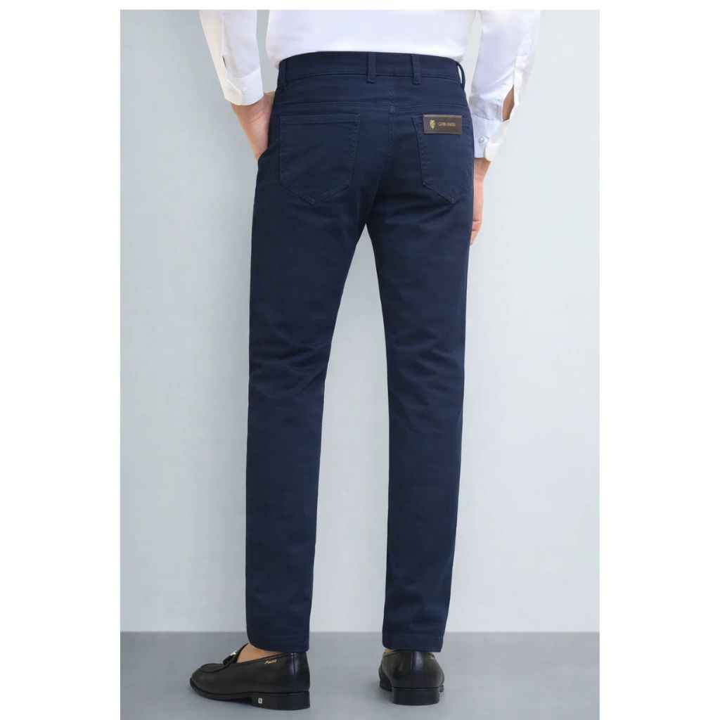 Navy Blue Straight Fit Cotton Chino Pant (A-3805)