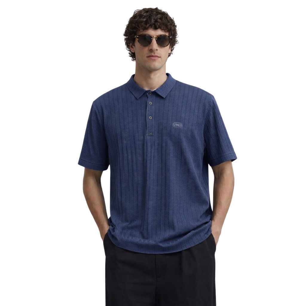 Navy Blue Imported Lacra Jacquard Polo (A-3120)