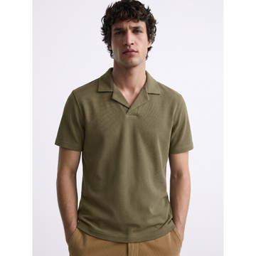 Olive Green Cuban Collar Polo (A-3401)