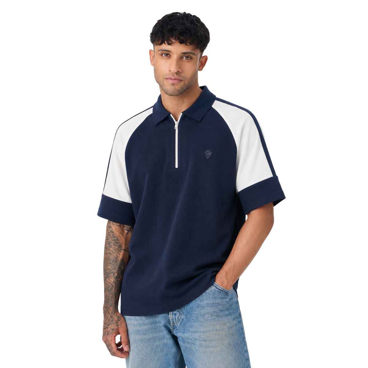Navy Blue & White Color Combination Polos (A-4586)