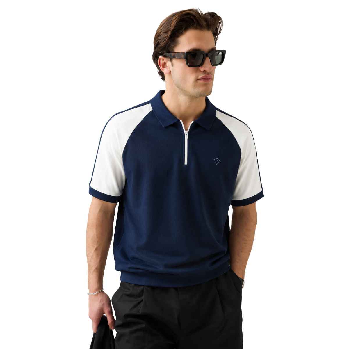 Navy Blue & White Color Combination Polos (A-4586)