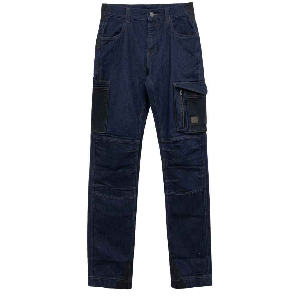 Mens Navy Blue Six Pocket Denim Cargo Pant (A-3989)
