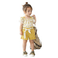 Light Lemon Floral Girls Full Suit (A-3162)