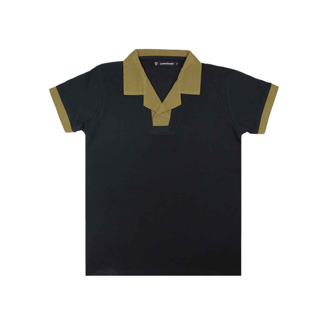Mens Jarsey Collar Contrast Fashion polo A-3399) - LEMON DENIM