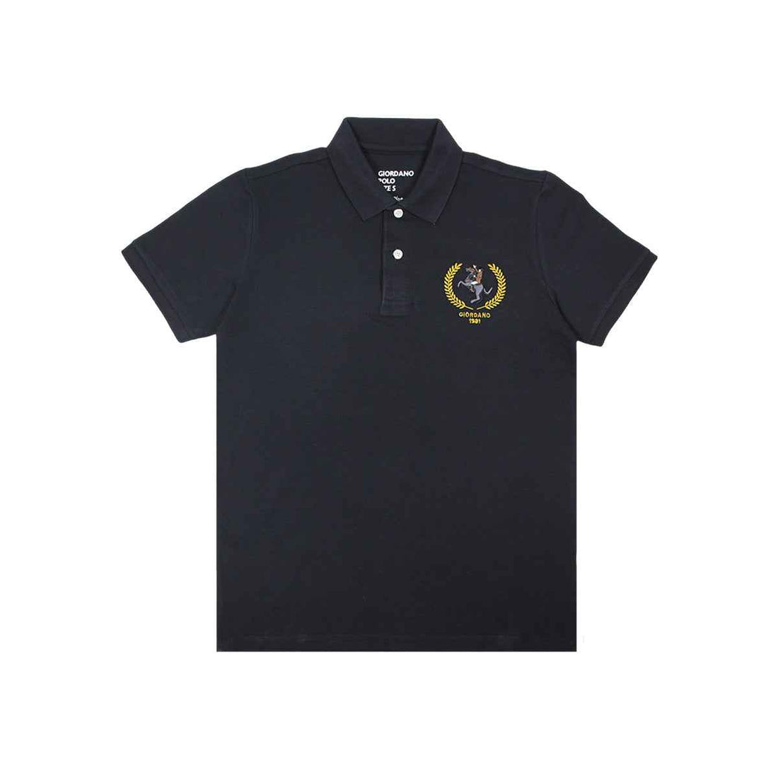 Mens Embroidered Contrast Polo (A-3460) - LEMON DENIM
