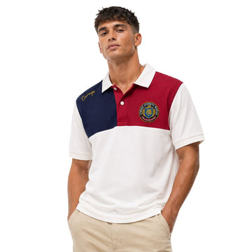 White Mens Embroidered Contrast Polo (A-3459)
