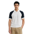 White & Navy Blue Combination Half Zipper Polos (A-4586)