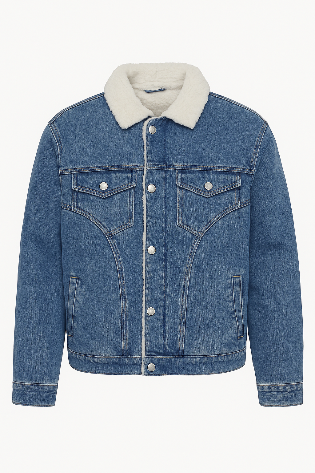 Sky Blue Denim Jacket with White Fur (A-2743)