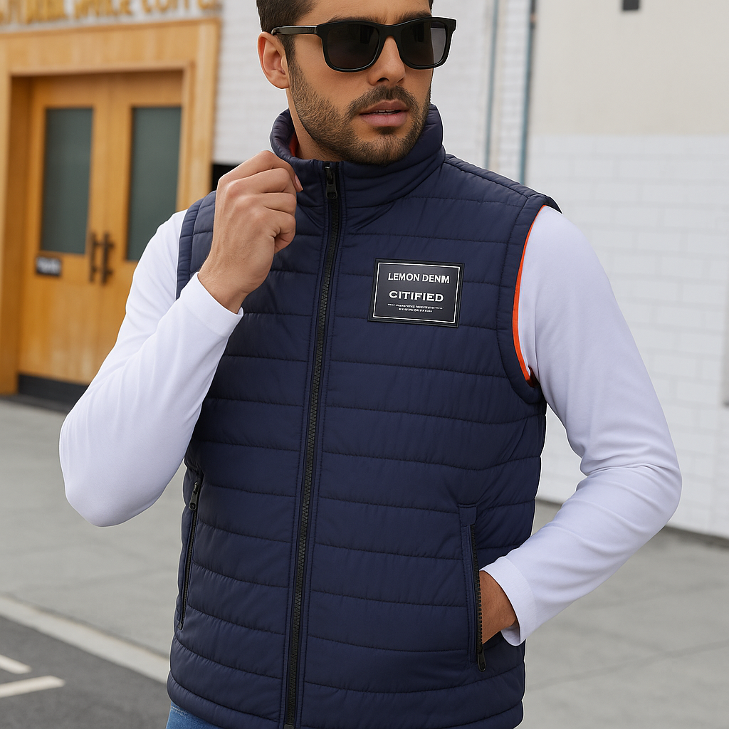 Sleeveless Navy Blue Jacket (A-2427)