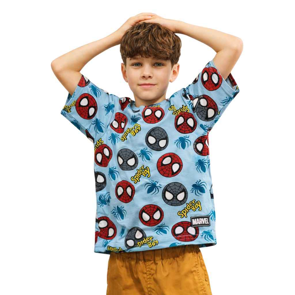 Sky Blue Spider Man Printed Tee (A-1385)