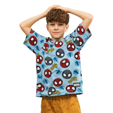 Sky Blue Spider Man Printed Tee (A-1385)