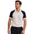 White & Navy Blue Combination Half Zipper Polos (A-4586)