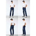 Mens Slim Fit Damaged Style Denim Jeans (A-3982)