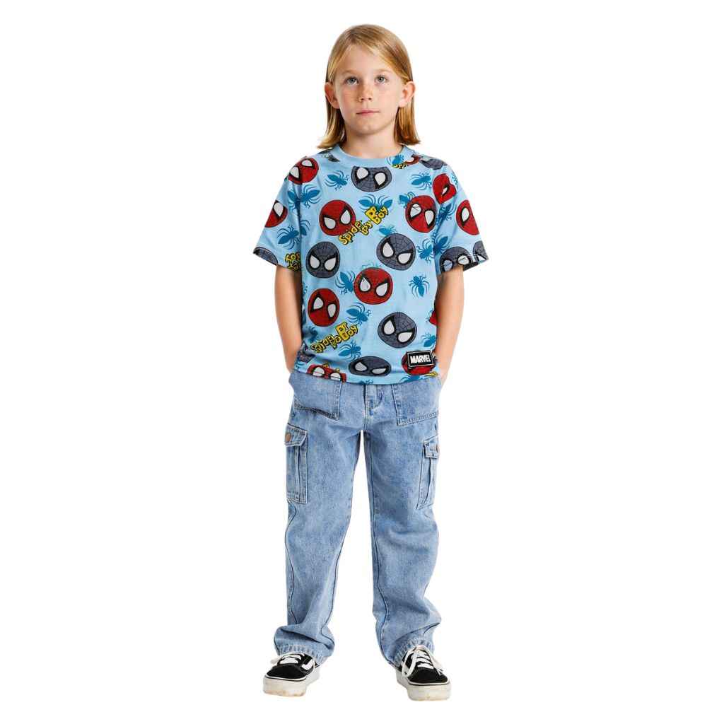 Sky Blue Spider Man Printed Tee (A-1385)