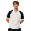 White & Navy Blue Combination Half Zipper Polos (A-4586)