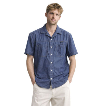 Mens Denim Cuban Collar Shirt (A-3820)