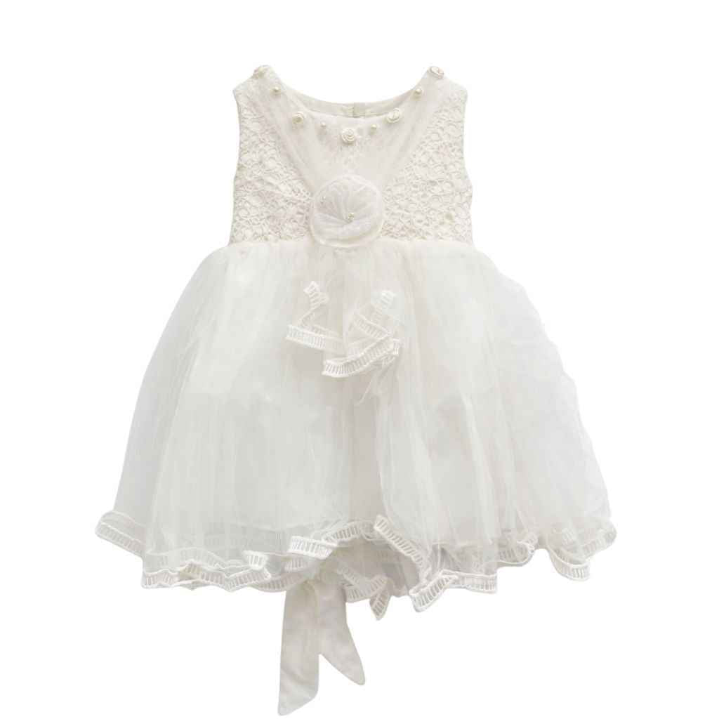 White Girls Floral Frock (A-3178)