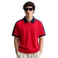 Navy Blue Collar & Red Half Zipper Polo (A-4585)