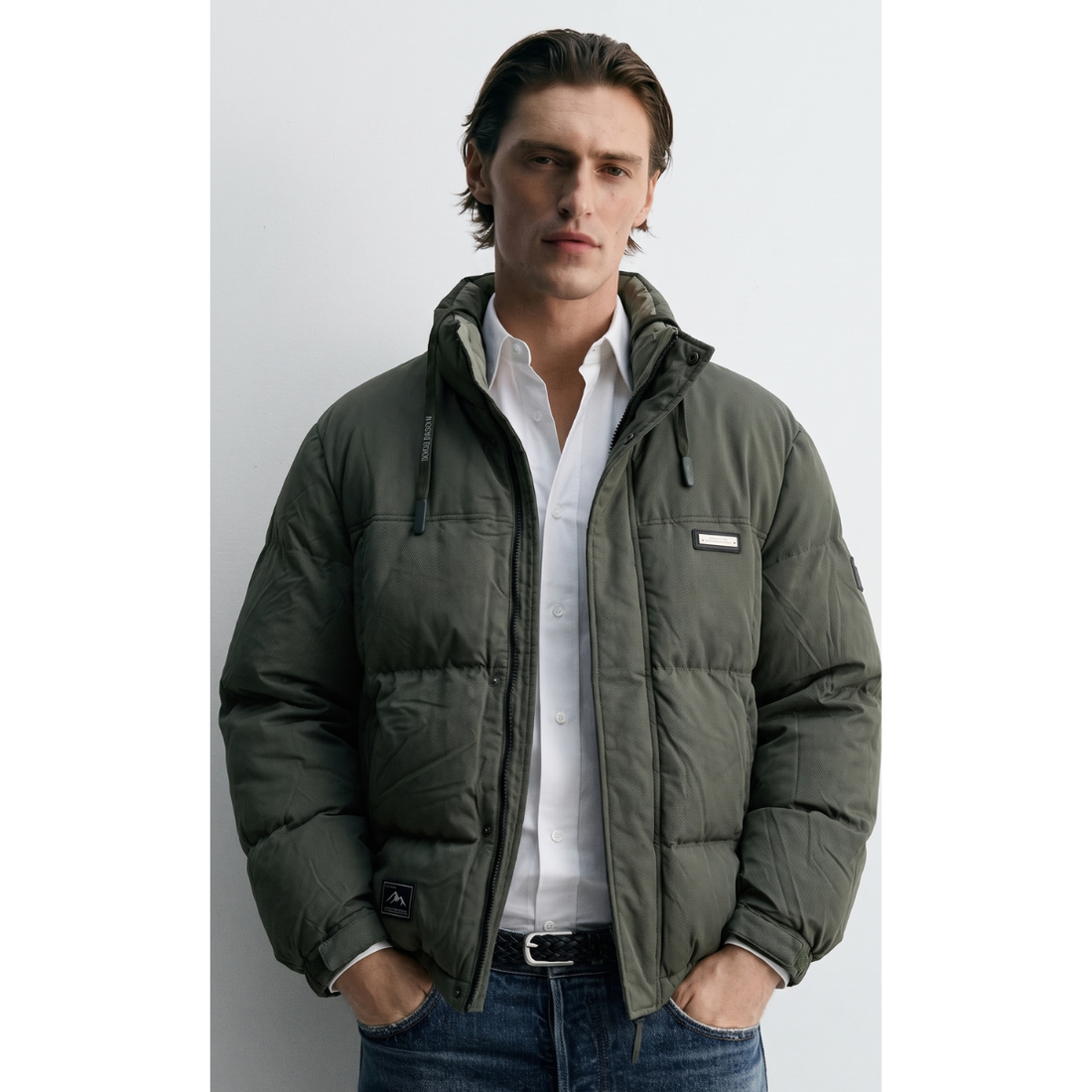 Olive Green Puffer Bomber Jacket (A-5263)
