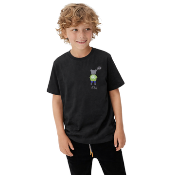 Black Back & Front Down Shoulder Printed T-shirt (A-3172)