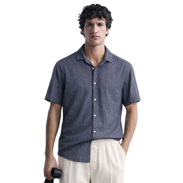 Stretchable Cuban Collar Down Shoulder Shirt (A-1704)
