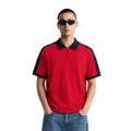 Navy Blue Collar & Red Half Zipper Polo (A-4585)