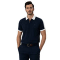 White Collar & Navy Blue Half Zipper Polo (A-4585)
