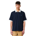 White Collar & Navy Blue Half Zipper Polo (A-4585)