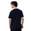 White Collar & Navy Blue Half Zipper Polo (A-4585)