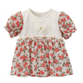 Red Floral Girls Printed Frock (A-3187)