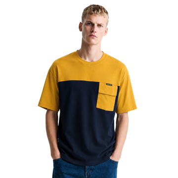 Contrast Color Lemon Denim Round Neck T-shirt (A-3591)