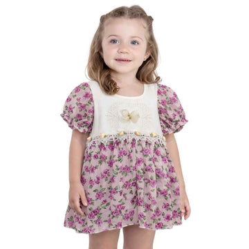 Girl Purple Floral Frock (A-3187)
