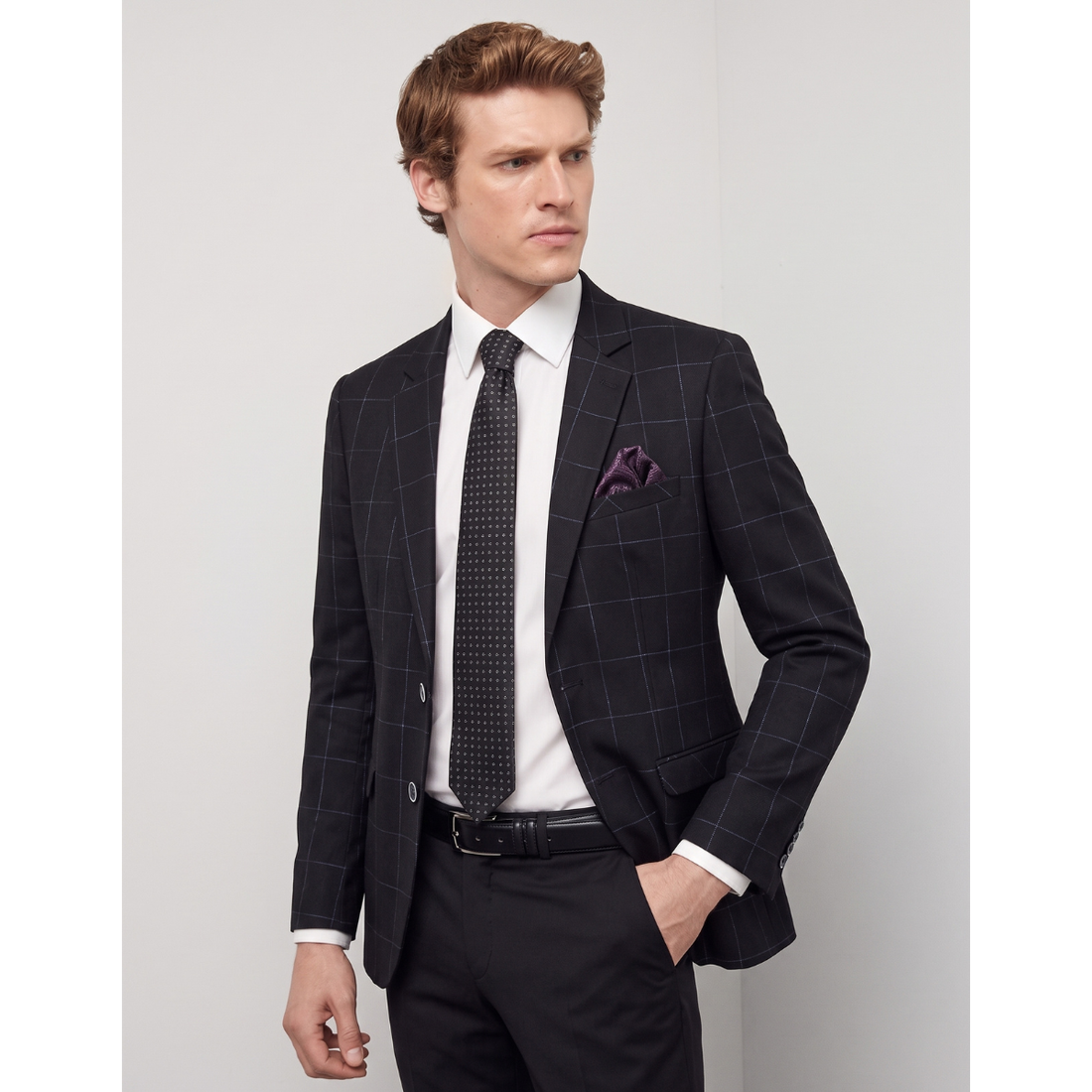 Black Checkered Pattern Single Coat (A-5093)