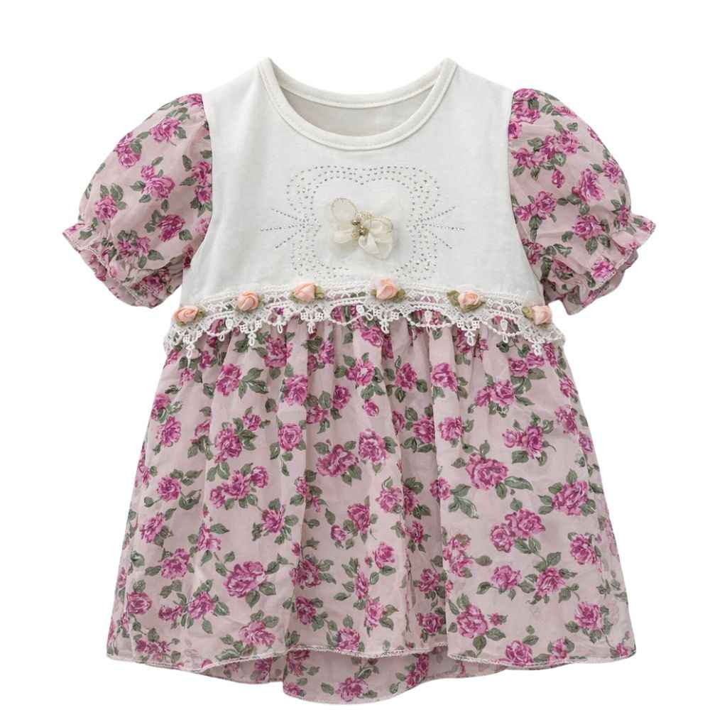 Girl Purple Floral Frock (A-3187)