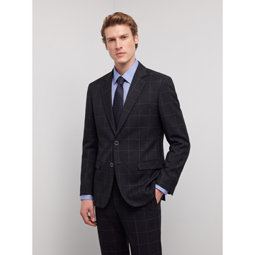 Black Checkered Pattern Single Coat (A-5093)