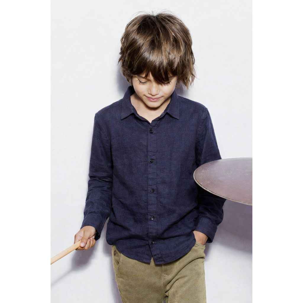 Navy Blue Self Texture Cotton Casual Shirt (A-1819)