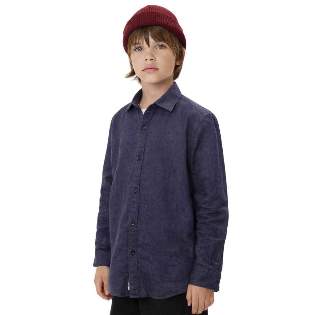 Navy Blue Self Texture Cotton Casual Shirt (A-1819)