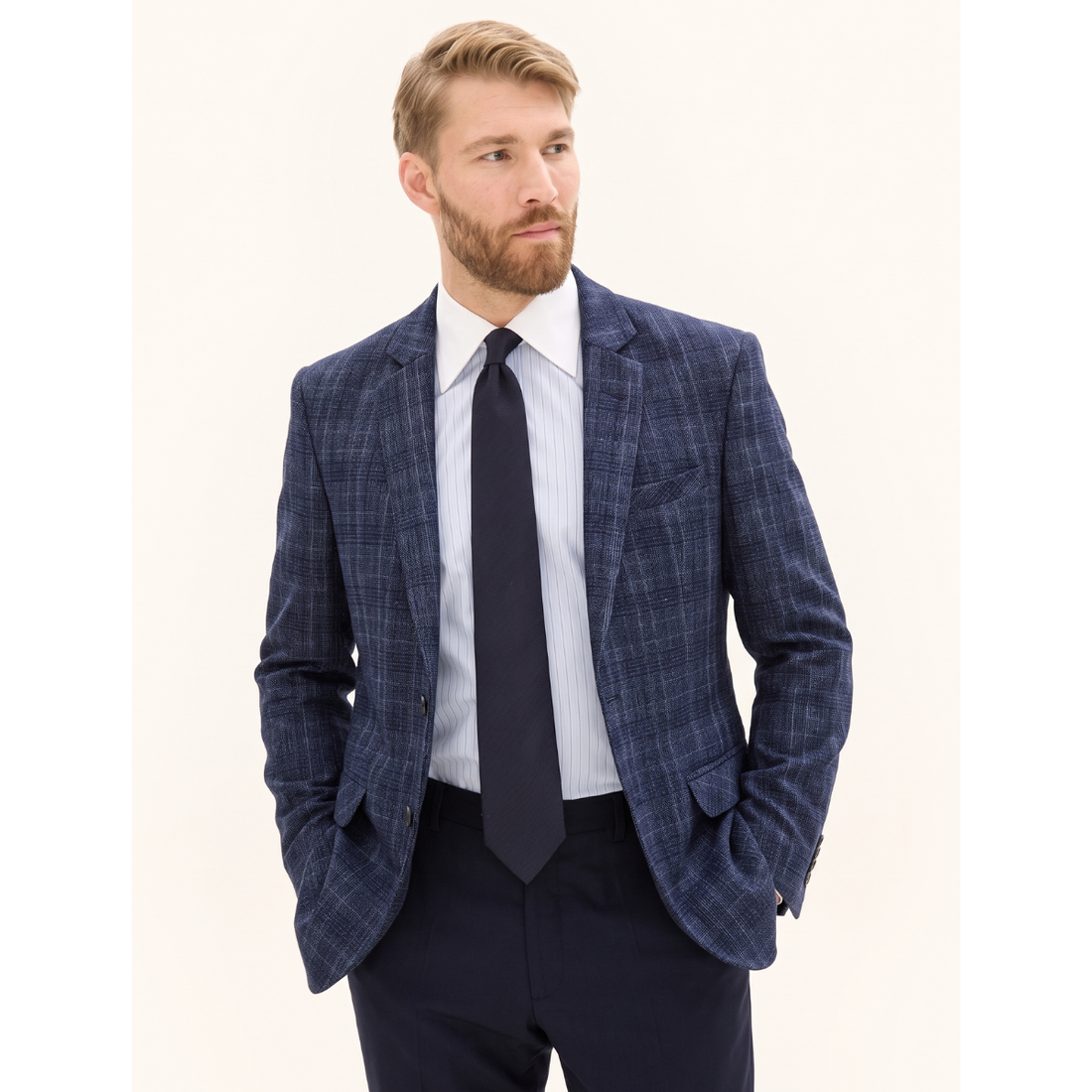 Blue Texture Checkered Blazer (A-5096)