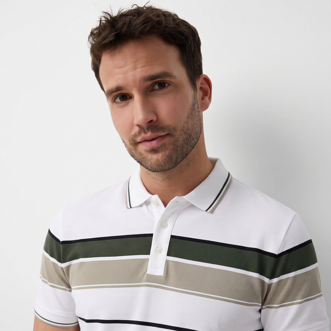 White Stripes Elite Polo (A-5011)