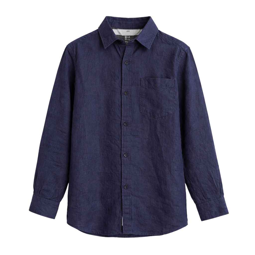 Navy Blue Self Texture Cotton Casual Shirt (A-1819)