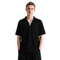 Black Self Lining Johnny Collar Polos (A-4436)