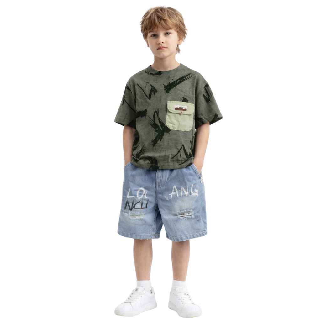 Boys Short & T-Shirt Track Suit (A-4071)