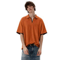 Orange Self Lining Johnny Collar V-Neck Polo (A-4436)