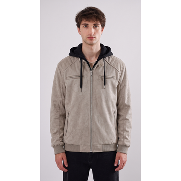 Skin Color Synthetic Leather Jacket (A-5328)
