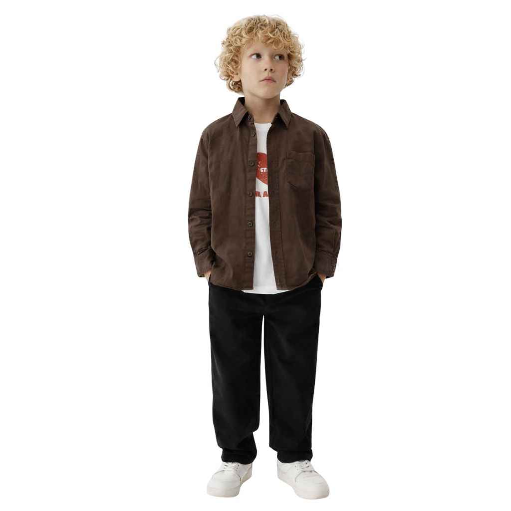 Dark Brown Boys Casual Shirt (A-1087)