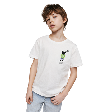 Off-White Front & Back Printed Down Shoulder T-shirt (A-3172)