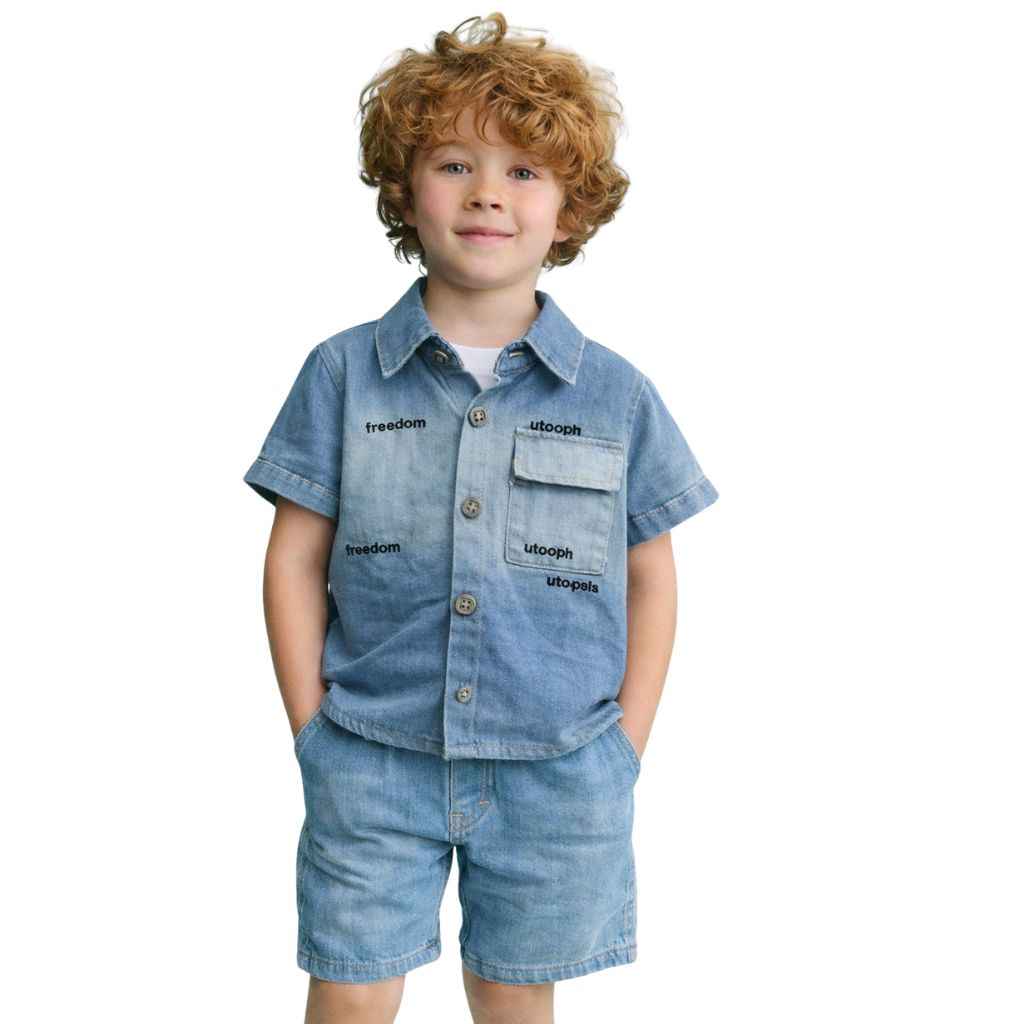 Light Blue Boys Denim Track Suit (A-4054)